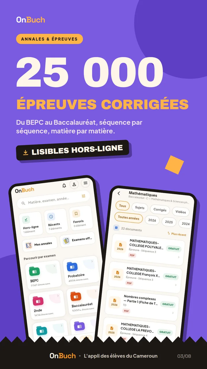 25 000 épreuves corrigées — capture d'écran OnBuch (annales)