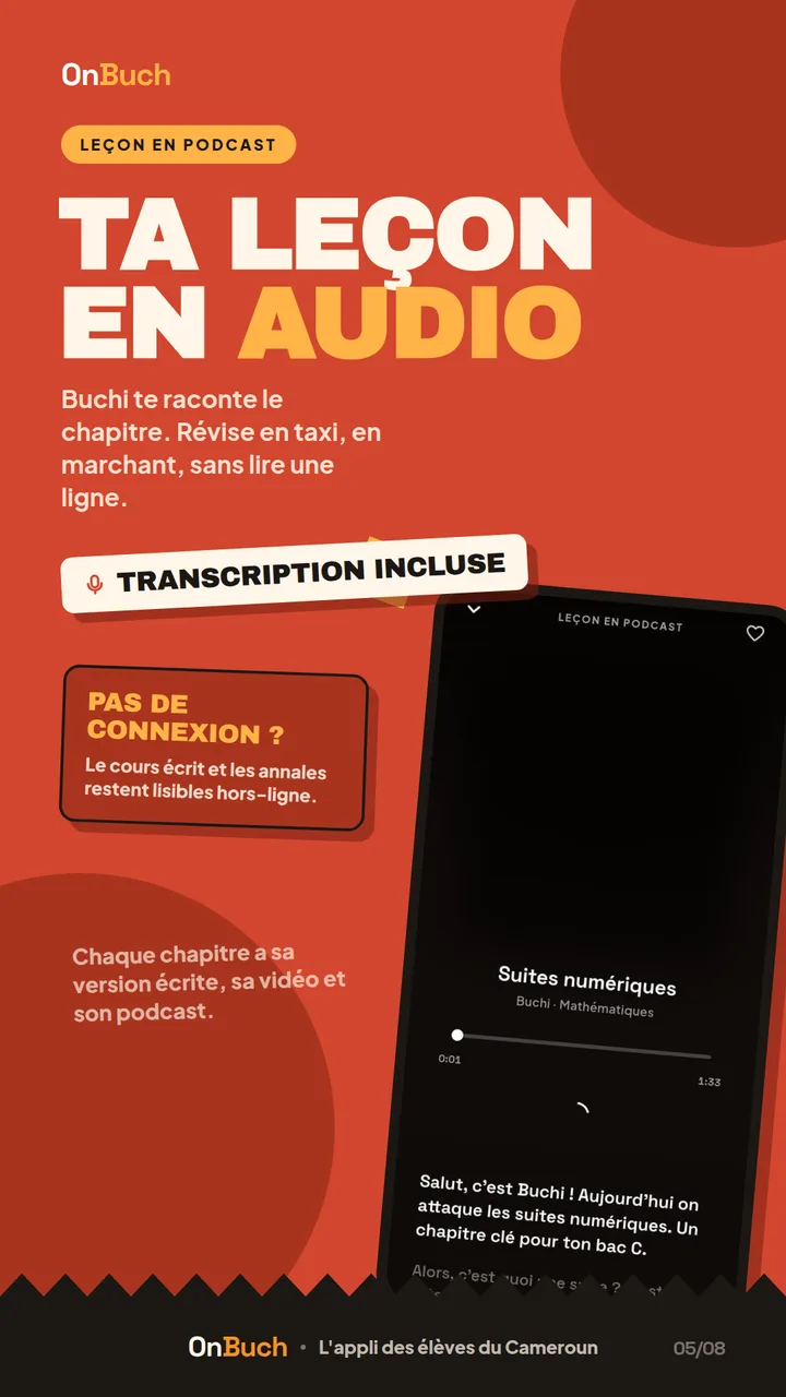 Ta leçon en audio — capture d'écran OnBuch (podcast)