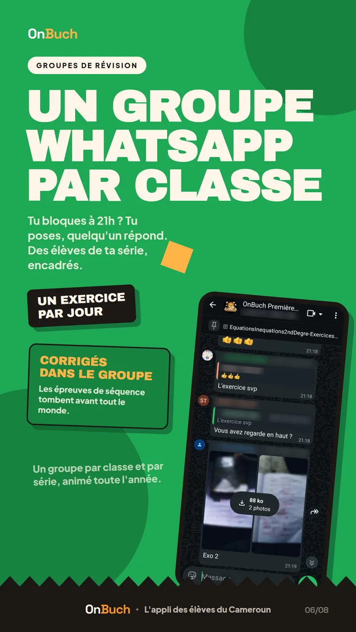 Un groupe par classe — capture d'écran OnBuch (groupes)
